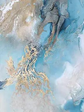 Peinture sur toile abstraite bleue et dorée, affiches d'art mural moderne, images de paysage pour dé