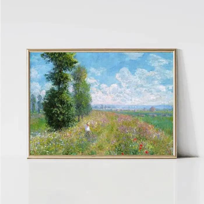 Affiches et impressions sur toile de paysages de jardin classiques avec nénuphars de Claude Monet, a
