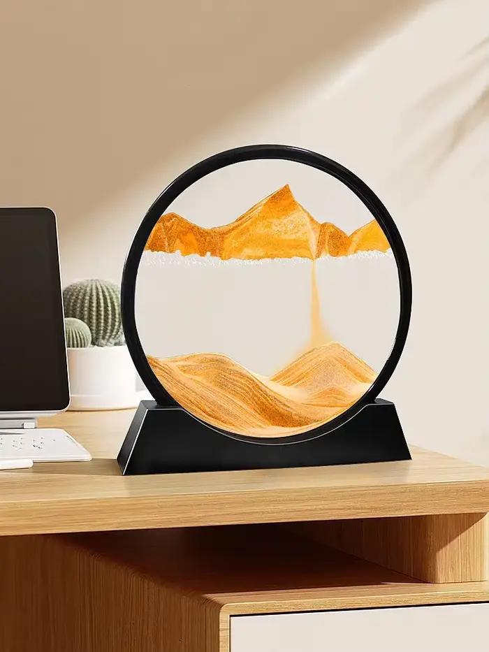 Tableau d'art de sable en mouvement 3D, verre rond, paysage de sable de mer profonde, sablier, artis