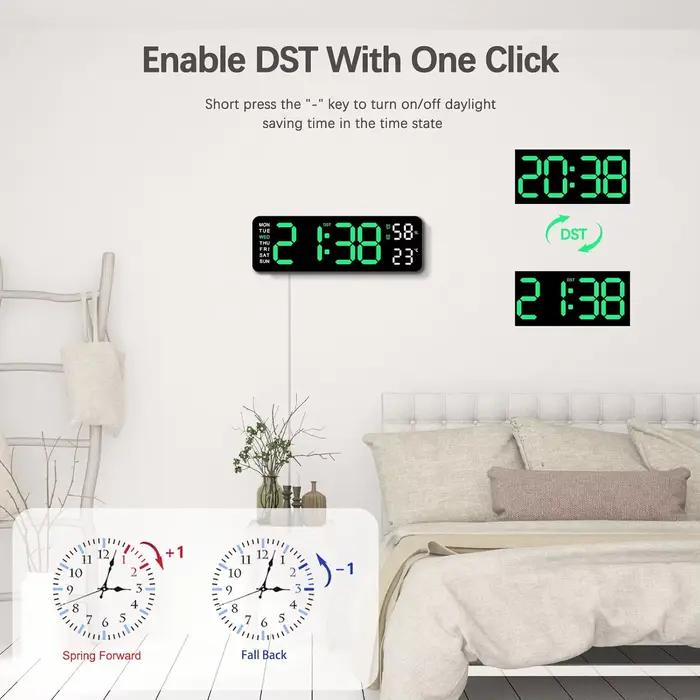 10 pouces intelligent muet LED électronique nuit alarme horloge murale moderne horloge de bureau min