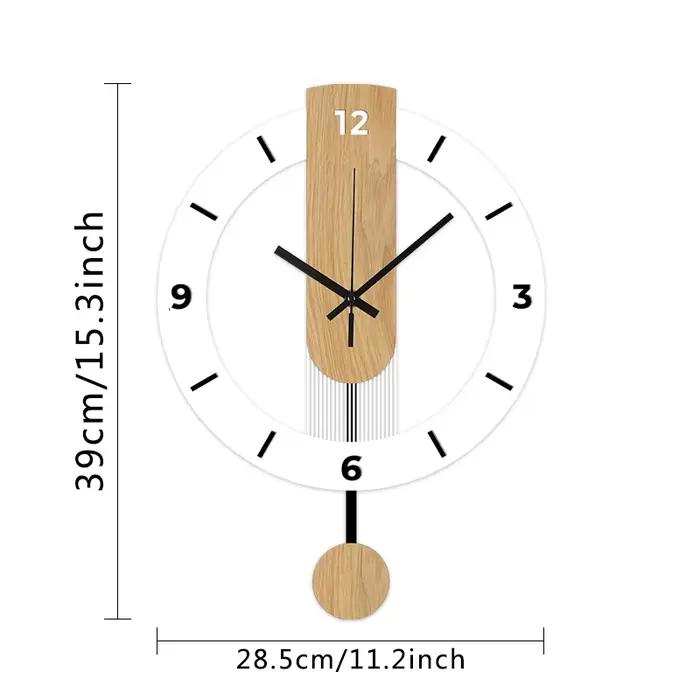 Horloge à pendule créative en acrylique, grain de bois blanc, horloge silencieuse, salon, chambre à 
