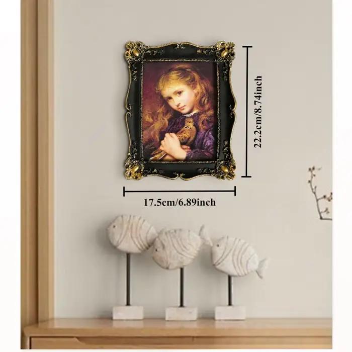 Cadre photo vintage antique de luxe noir avec garniture dorée - Cadre d'affichage photo mural horizo
