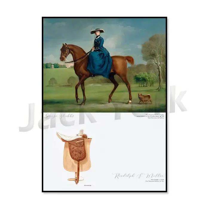 Affiche de reproduction de chevaux vintage d'un catalogue d'équitation française antique, art mural 