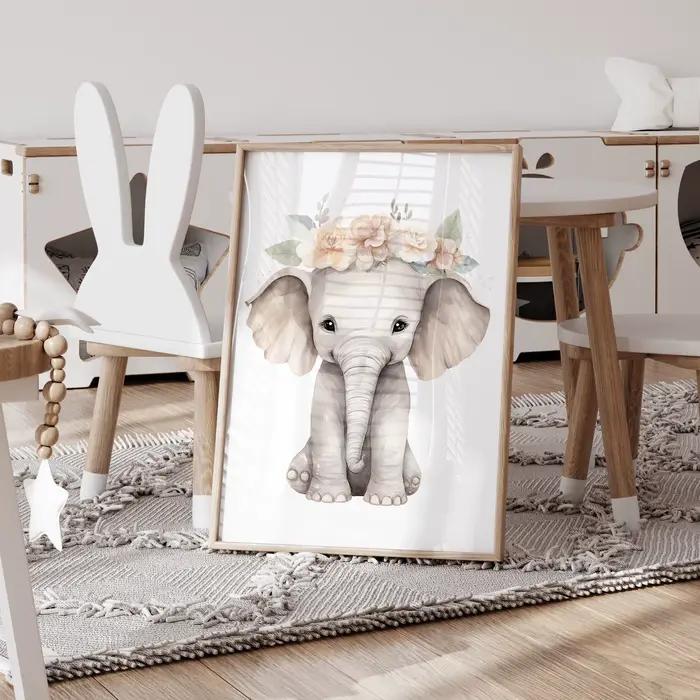 Impression murale d'éléphant, léopard, girafe, peinture sur toile, affiche, image pour salon, chambr