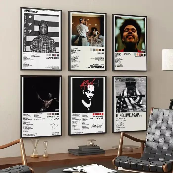 Couverture d'album de musique Pop Rap A-ASAP r-rockky, peinture sur toile esthétique, affiche murale, image d'art, décoration de salle