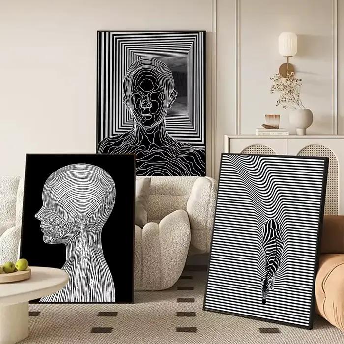 Affiche d'illusion d'optique noir et blanc