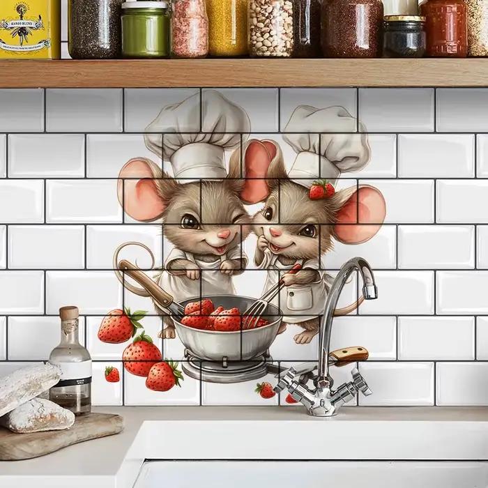 Autocollant mural de Chef de souris de dessin animé