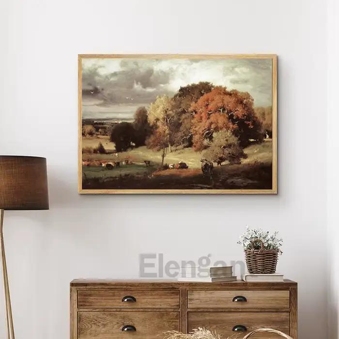 Toile de peinture à l'huile de vache prairie