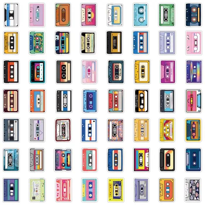 55 autocollants rétro de musique vintage