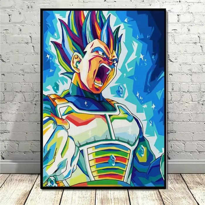 Peinture sur toile d'anime de dessin animé classique Dragon Ball Z Saiyan Goku