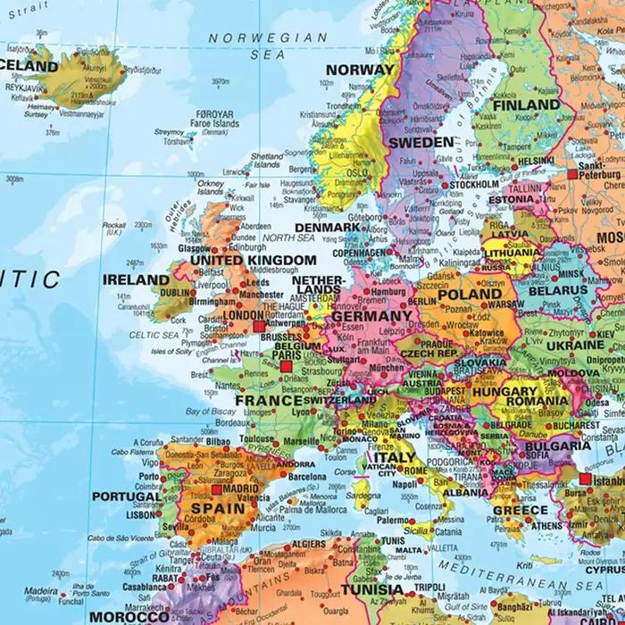 Carte du monde en anglais 90x60cm