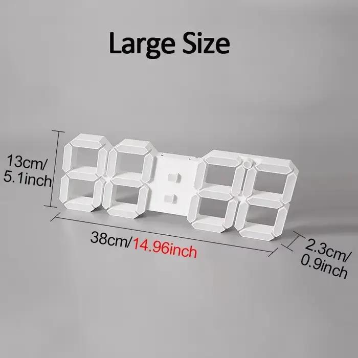 Horloge murale numérique LED de 15 pouces, affichage 3D, télécommande, horloge électronique, fonction de synchronisation et de compte à rebours automatiques