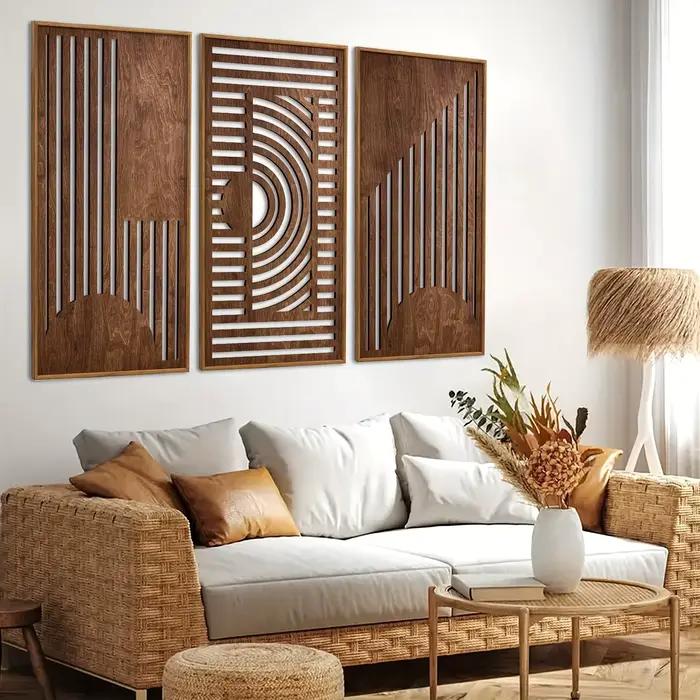 Lot de 3 décorations murales géométriques en bois