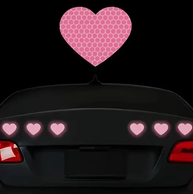 6 autocollants réfléchissants en forme de cœur rouge - Convient aux voitures, motos et véhicules électriques, autocollants multifonctionnels qui améliorent la sécurité et le style la nuit, fabriqués e