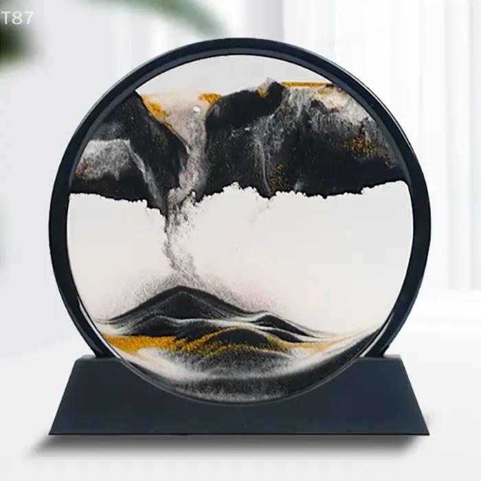 Bureau décor à la maison 3D extrait sablier sables mobiles sable Art photo verre rond mer profonde paysage