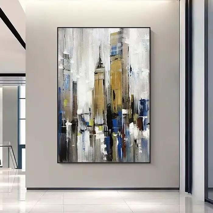 Peinture à l'huile abstraite de bâtiment sur toile