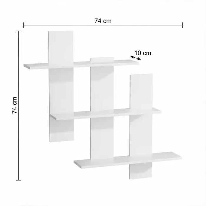 Étagère murale flottante abstraite moderne, étagère de présentation asymétrique blanche à trois niveaux, étagère décorative murale