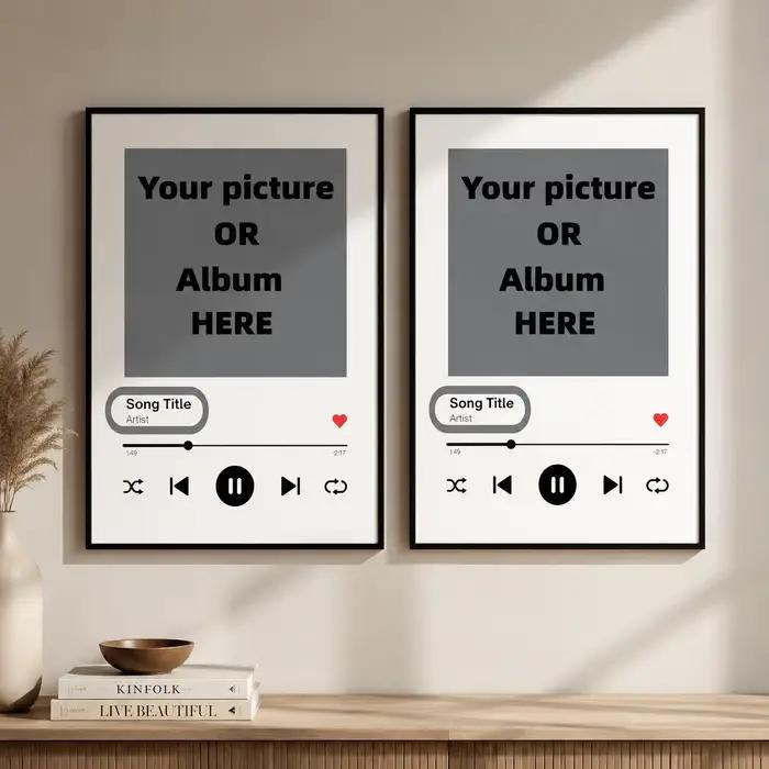 Affiche de musique personnalisée, impression de paroles de chansons, imprimés de couverture d'album, cadeaux de chanson ou d'artiste préférés, cadeaux personnalisés, imprimés de bandes