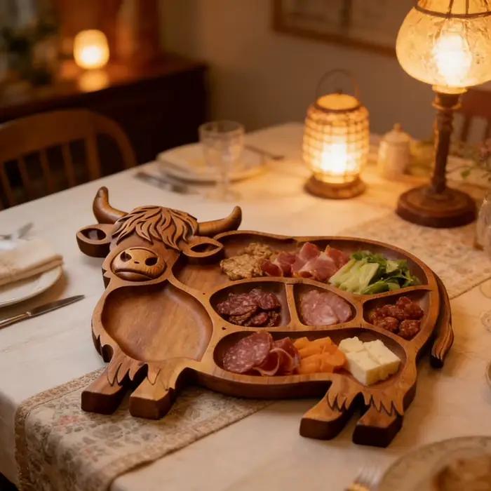 Planche à charcuterie en bois Highland-Cow