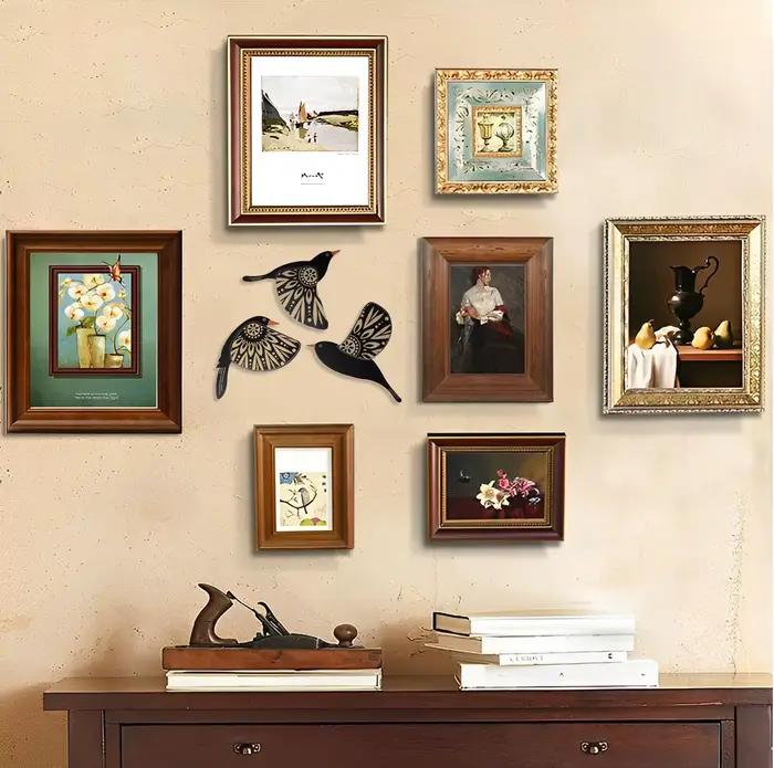 Décoration murale en bois d'oiseau noir