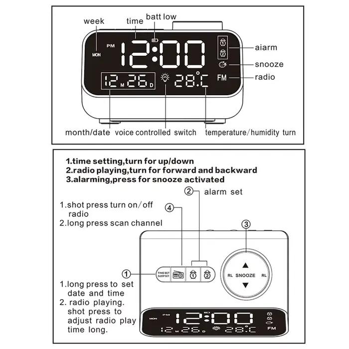 LED réveil numérique montre Table électronique horloges de bureau USB
