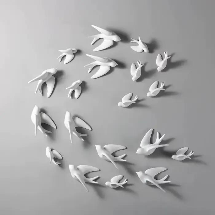 Ornements muraux d'oiseau 3D blancs créatifs modernes