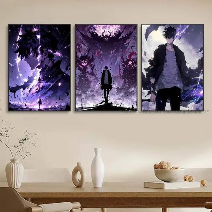Affiches auto-adhésives imperméables Manga S-solos Anime L-Leveling