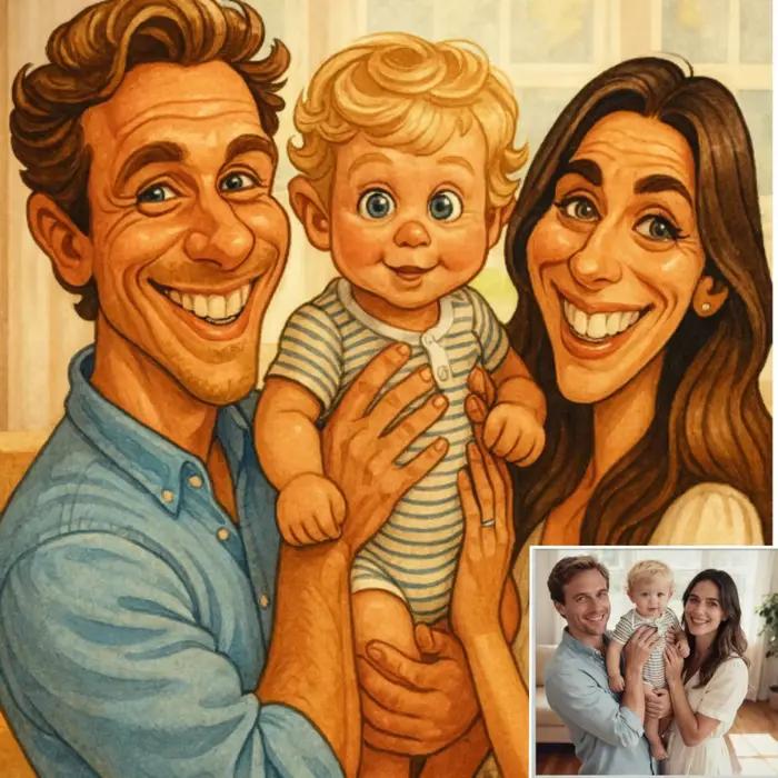 Affiche de dessin animé familial personnalisée