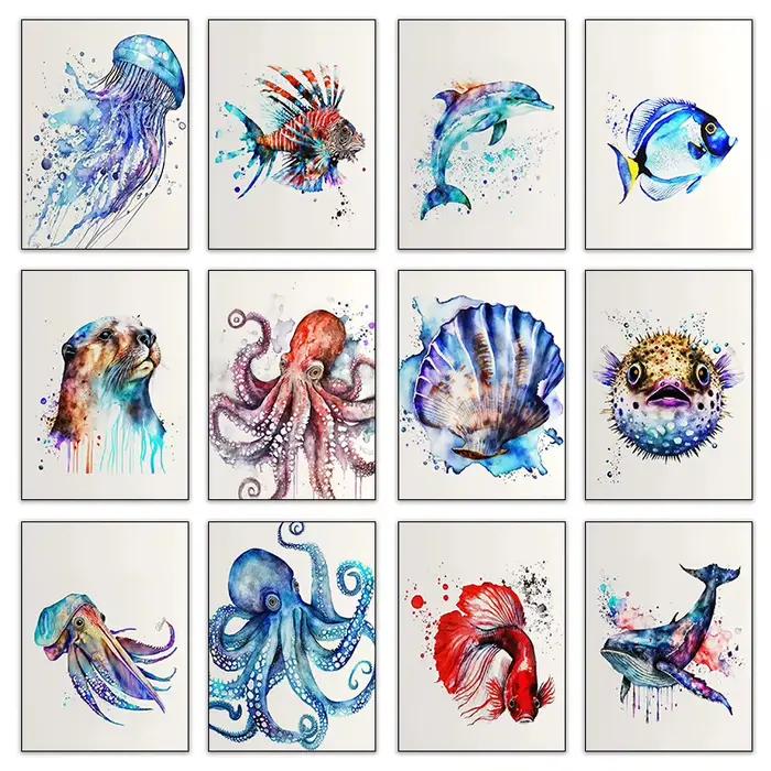 Affiche murale en forme d'animal de mer