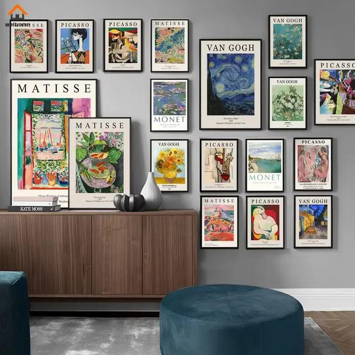 Affiche Vintage célèbre Van Gogh Monet Matisse Picasso