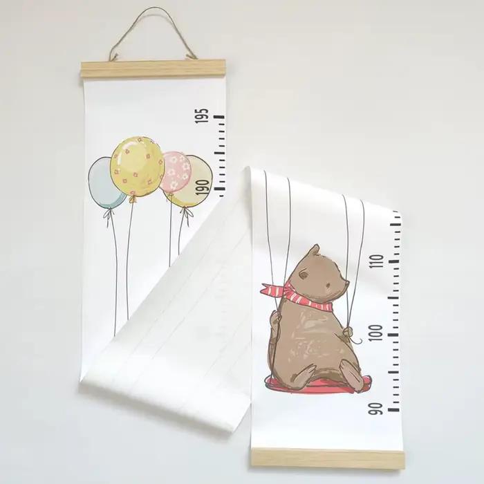 Tableau de croissance mural en bois pour bébé, décoratif, avec règle de mesure de la hauteur, autocollant mural amovible pour chambre d'enfant