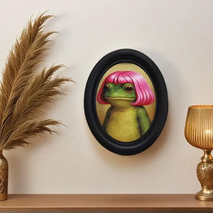1 pièce de décoration murale amusante en forme de grenouille aux cheveux roses