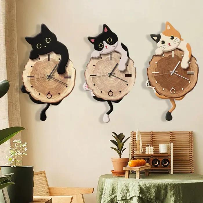 Horloge murale chat Animal avec queue pivotante