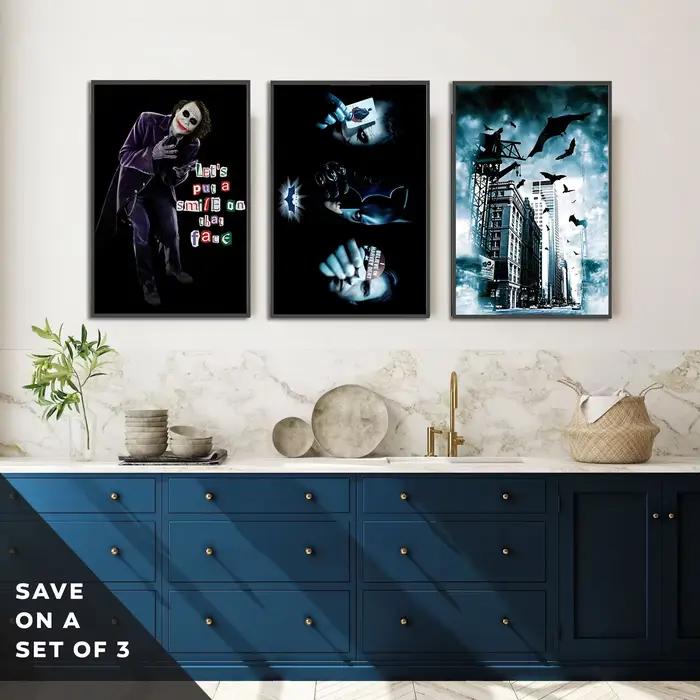 Décoration murale toile peinture DC Batman le chevalier noir figurines de film auto-adhésives mur Art chambre dessins animés décor