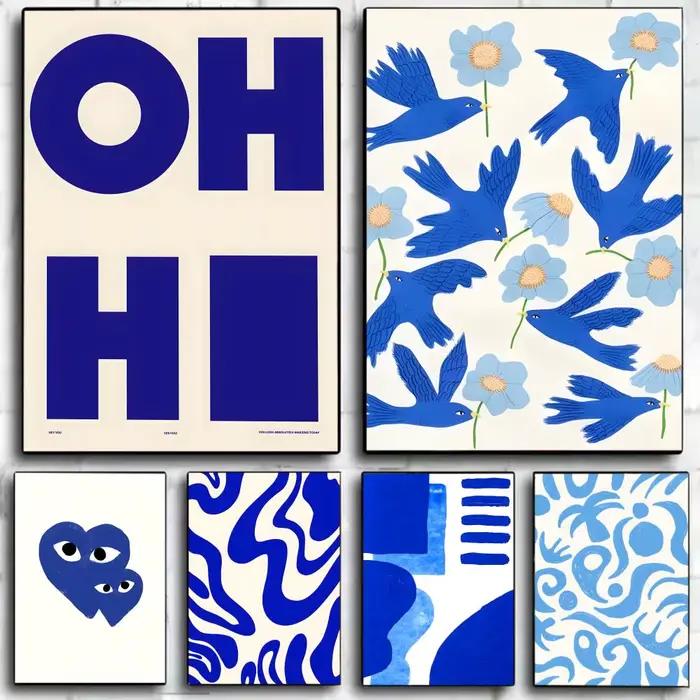 Affiche abstraite bleu Klein