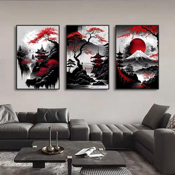 Affiche d'art mural de paysage naturel de Style japonais Vintage