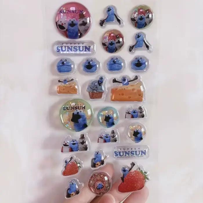 Autocollant transparent en relief 3D style rétro alimentaire dessin animé