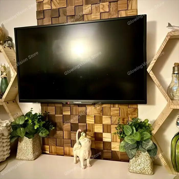 Mur de fond en mosaïque en bois massif