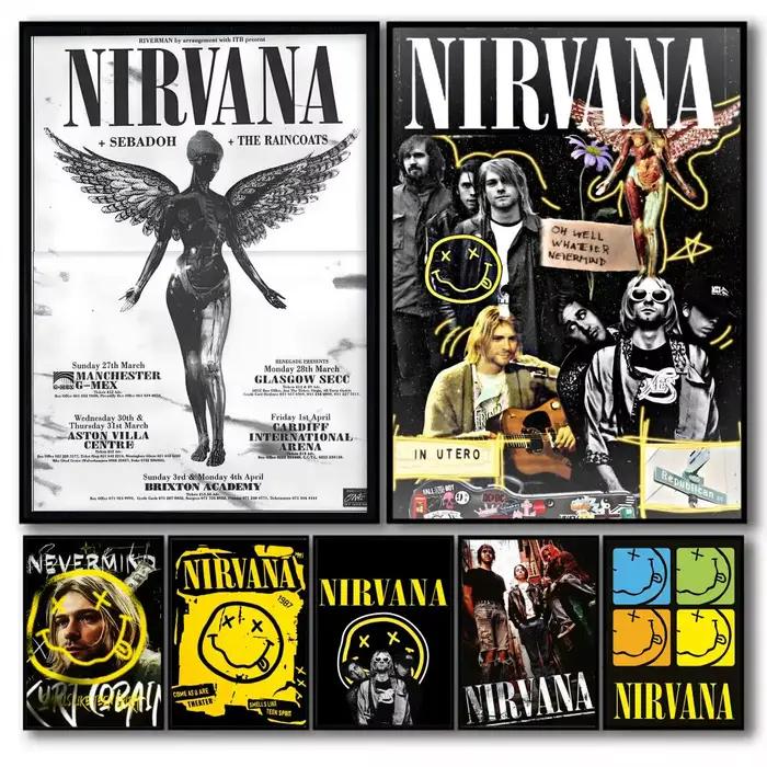 Affiche sur toile avec peinture et calligraphie du groupe N-Nirvana