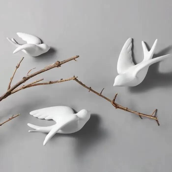 Ornements muraux d'oiseau 3D blancs créatifs modernes