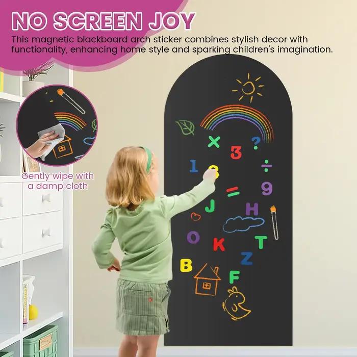 Autocollant mural magnétique en forme d'arche 40" x 18" – Tableau noir magnétique adhésif pour mur, autocollant tableau blanc magnétique pour salle de jeux, maison, salle de classe