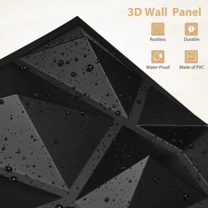 Panneaux muraux 3D pour décoration murale intérieure, panneaux muraux d'accent texturé de diamant moderne pour salon de jeu, paquet de 12/20/30
