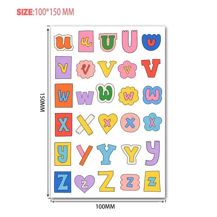 Étiquette autocollante avec symboles de l'alphabet