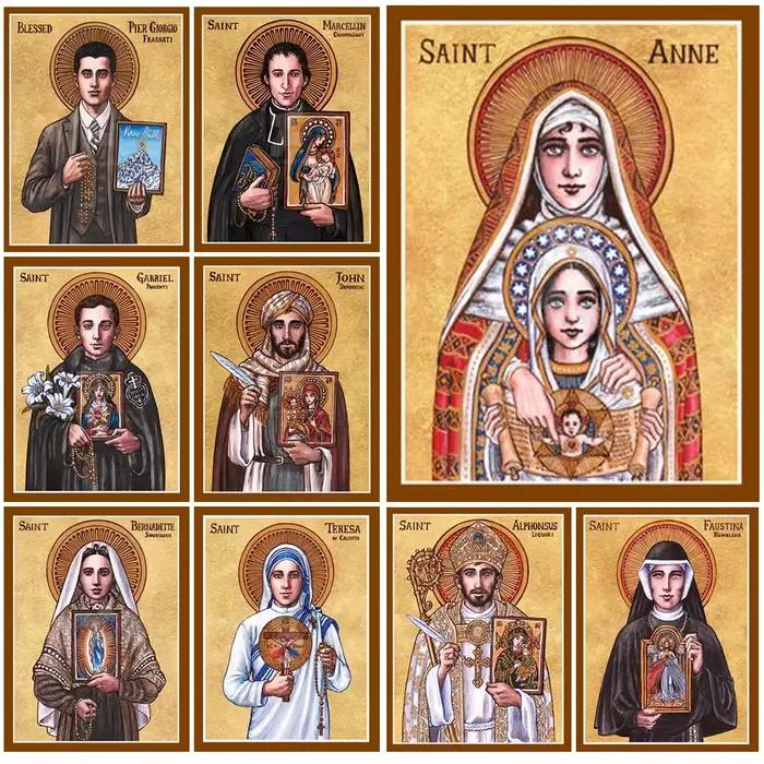 Peinture murale sur toile de la religion Sainte Anne