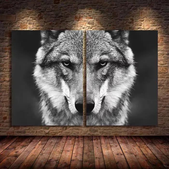 Tableau d'art mural tête de loup