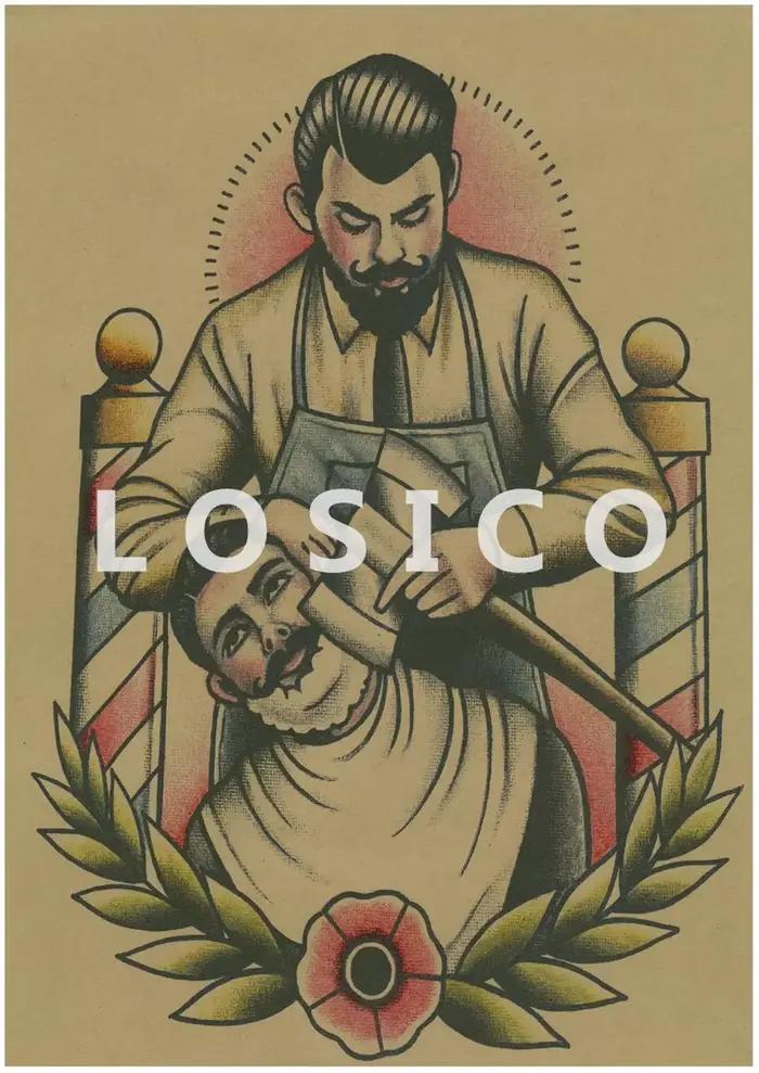 Autocollant mural vintage en papier kraft pour salon de coiffure