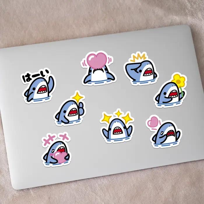 40 autocollants mignons de style dessin animé de petits requins