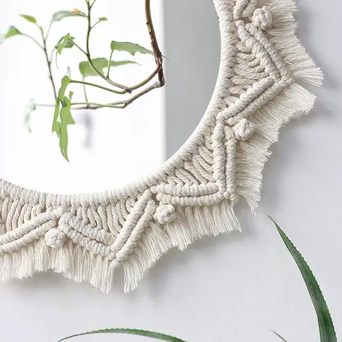 Grands miroirs muraux ronds en macramé, décoration pour la maison, style Boho, pour le salon et la chambre à coucher