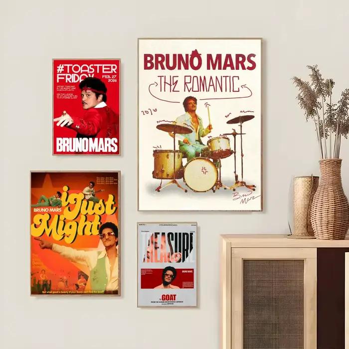 Affiche de l'album The Romantic du chanteur Bruno Mars, décoration autocollante pour chambre à coucher, salon, bureau et plus encore + cadeau parfait