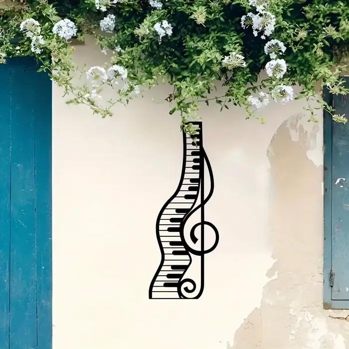 Art mural en métal sur le thème musical – Sculpture de piano élégante pour la décoration de la maison
